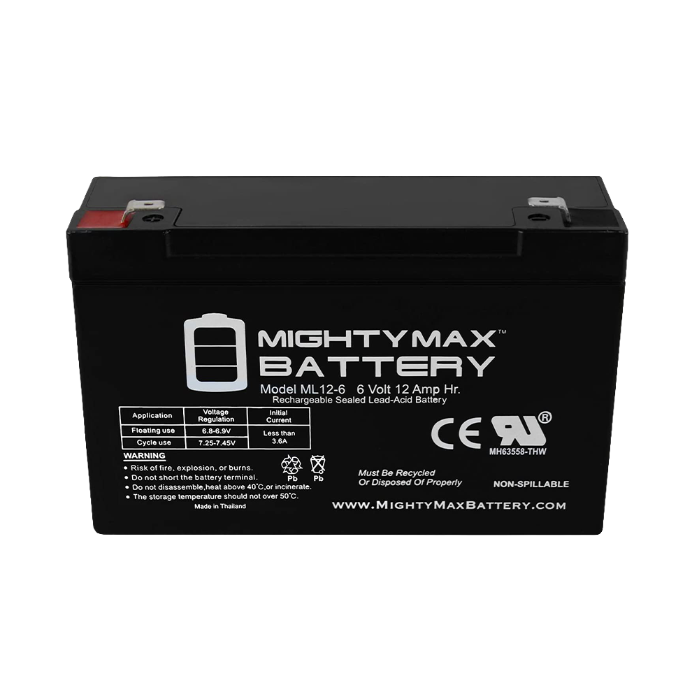 6 Volt, 12 amp Rechargeable Battery