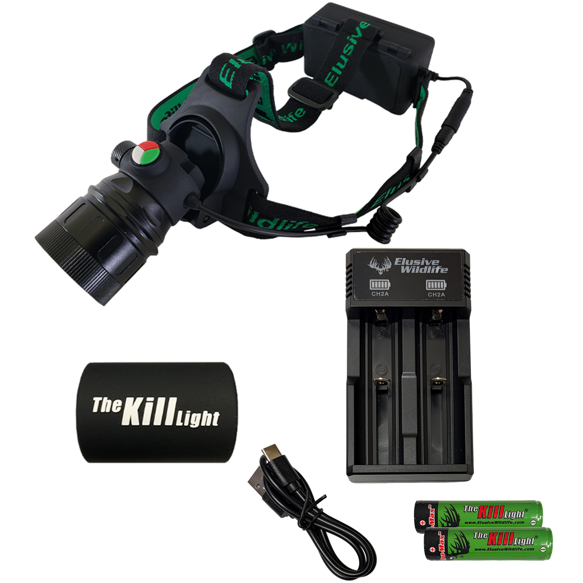 Elusive Wildlife 3 Color Pro Headlamp Kit with Adjustable Beam for Hunting, Hiking and Camping-Dimmable, Zoomable led headlamp with Over 200 Yards Distance High Power headlamps for Hunters