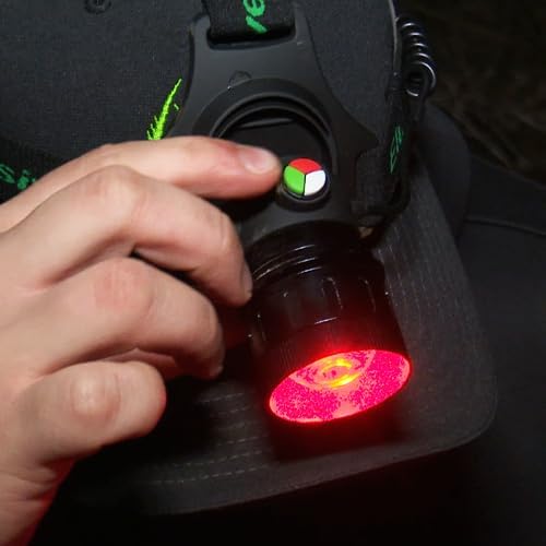 Elusive Wildlife 3 Color Pro Headlamp Kit with Adjustable Beam for Hunting, Hiking and Camping-Dimmable, Zoomable led headlamp with Over 200 Yards Distance High Power headlamps for Hunters