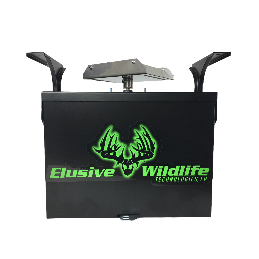 Elusive Wildlife Premium 12 Volt Feeder Control Box with The Timer and Attached Solar Panel