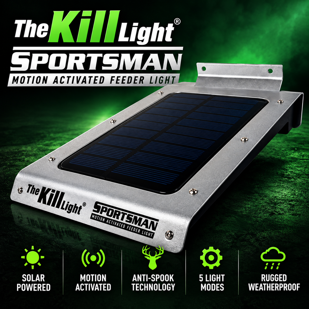 Kill Light® Sportsman Motion Activated Feeder Light – Solar Powered LED Feeder Light with Anti-Spook Technology