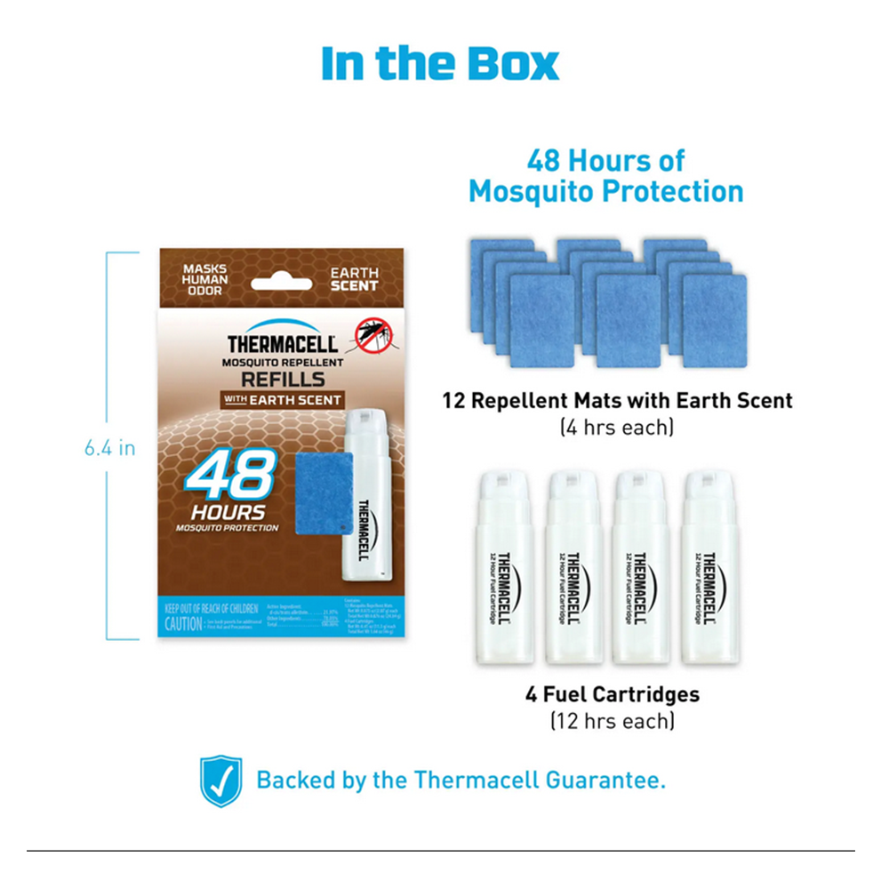 ThermaCELL Mosquito Repellant Refill 48 Hour Value Pack - Earth Scent, 4 Catridges with 12 Mats