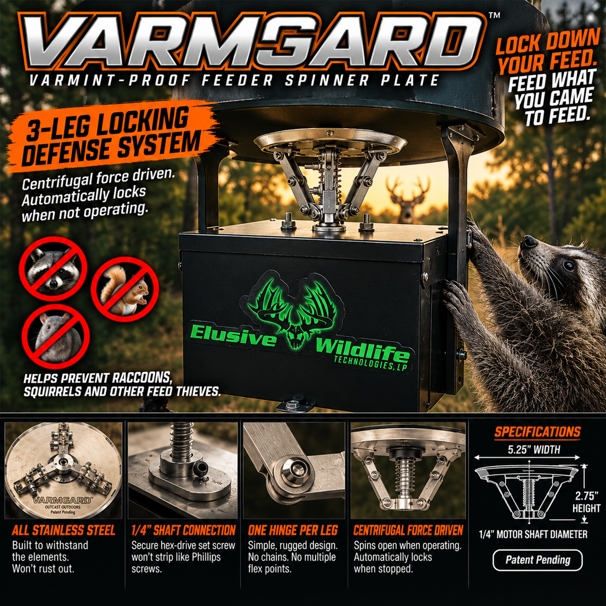 VARMGARD™ Varmint-Proof Stainless Steel Feeder Spinner Plate