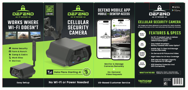 TACTACAM Defend Security Camera (ATT & Verizon) 2024 Model