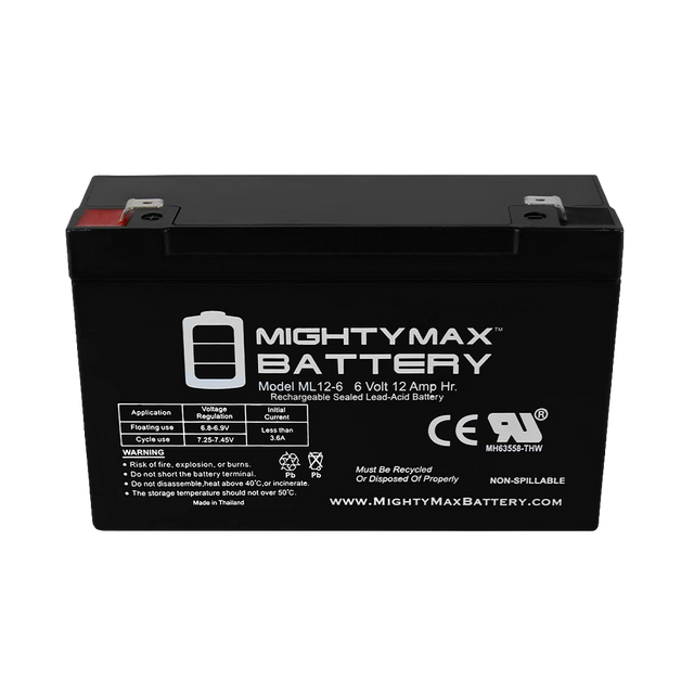 6 Volt, 12 amp Rechargeable Battery