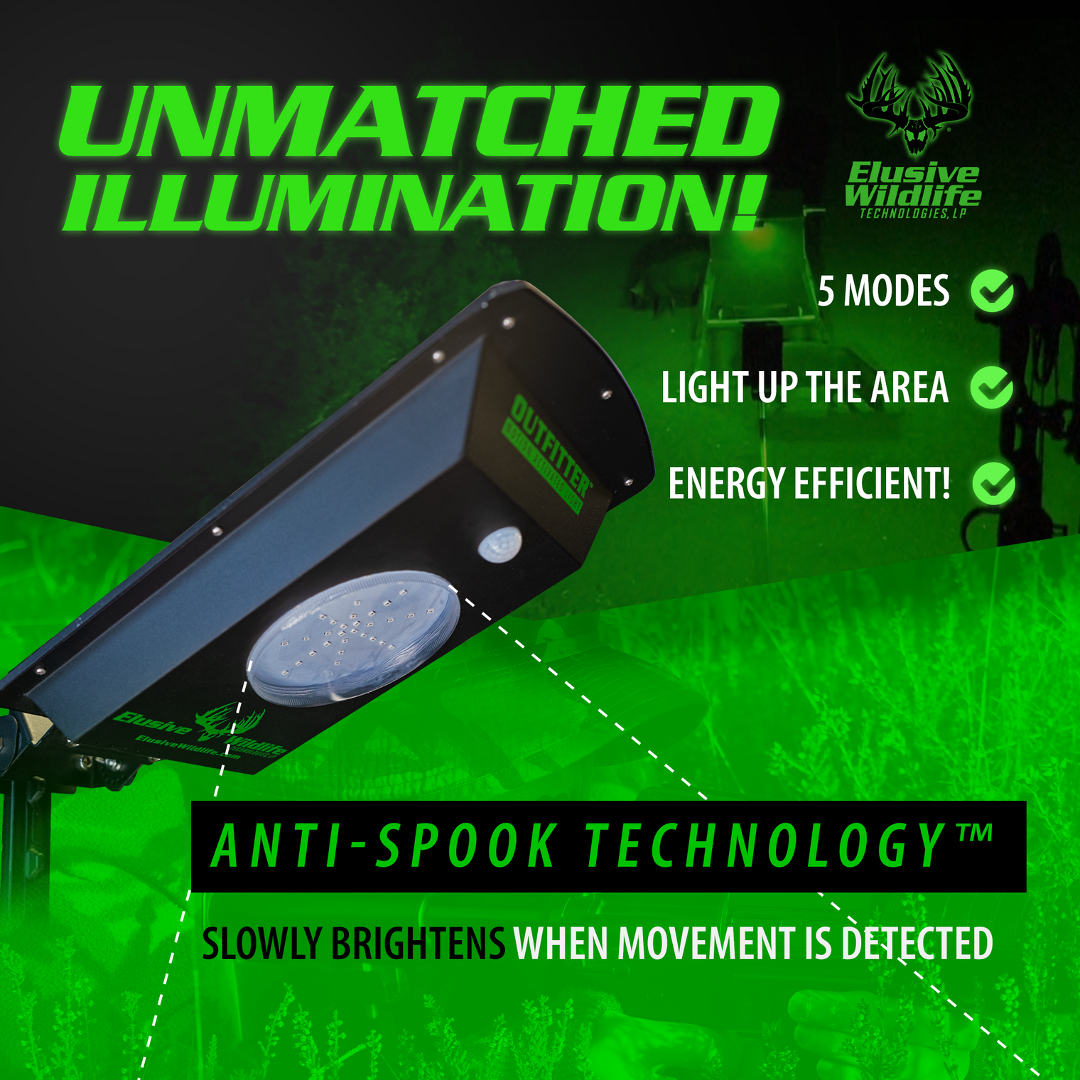 Kill Light OUTFITTER-R Remote Controlled, Solar Powered Motion Activated Feeder Light