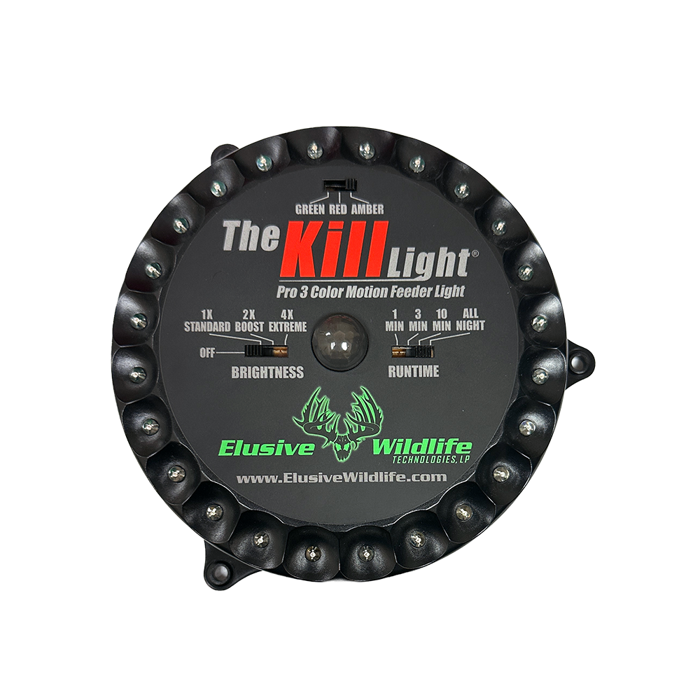 Elusive Wildlife Kill Light Pro 3 Color Feeder Light - Best Hunting Light for Deer Feeders/Hog Hunting - Motion Activated, Portable