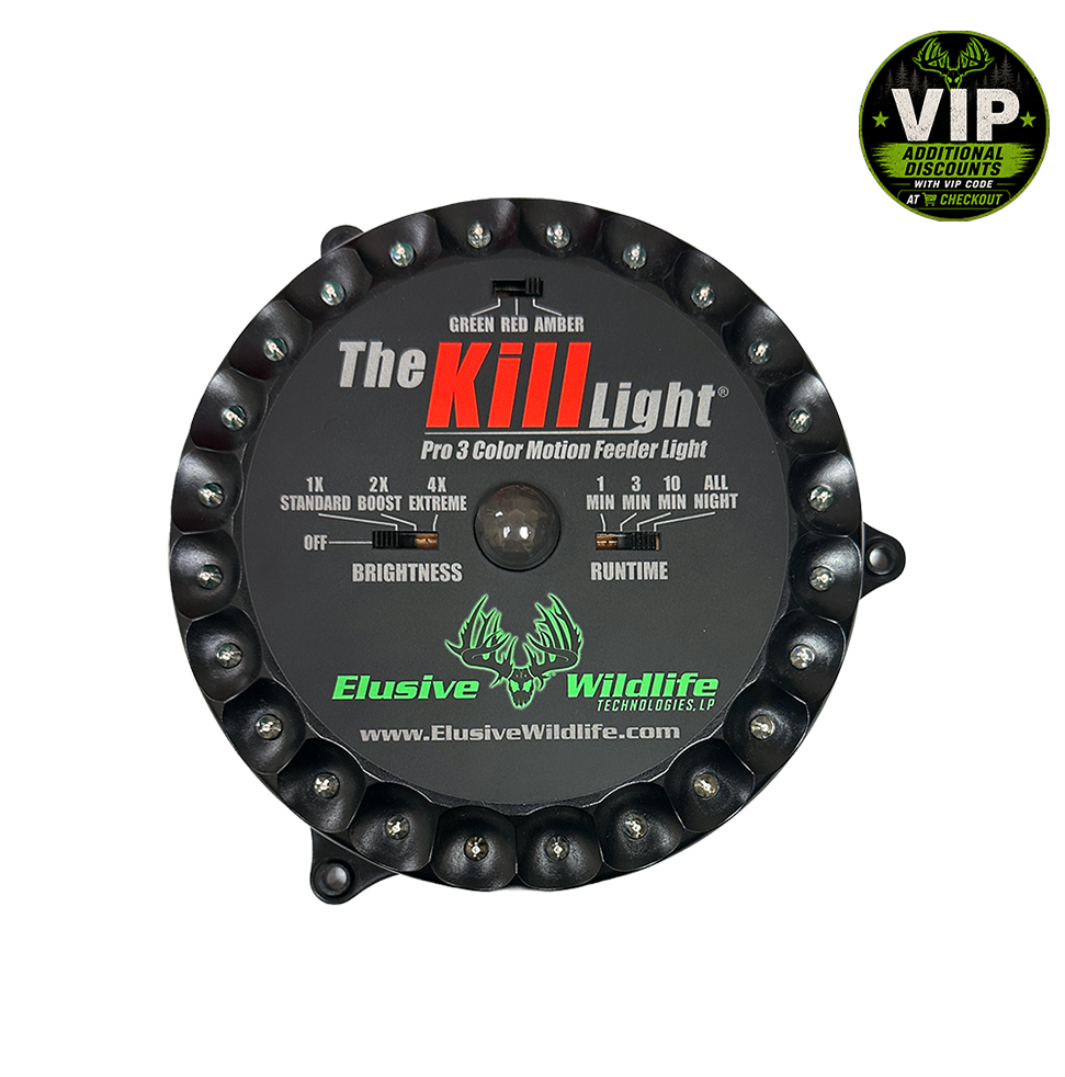 Elusive Wildlife Kill Light Pro 3 Color Feeder Light - Best Hunting Light for Deer Feeders/Hog Hunting - Motion Activated, Portable
