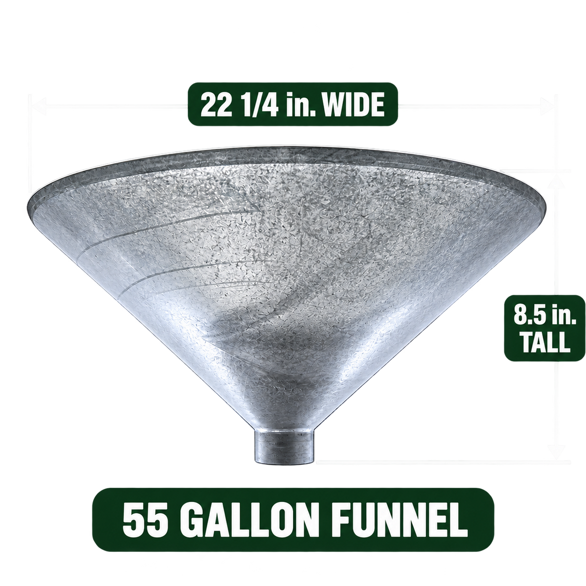 Heavy-Duty Galvanized Steel Feeder Funnels Fits 30, 55 & 85 Gallon Barrels