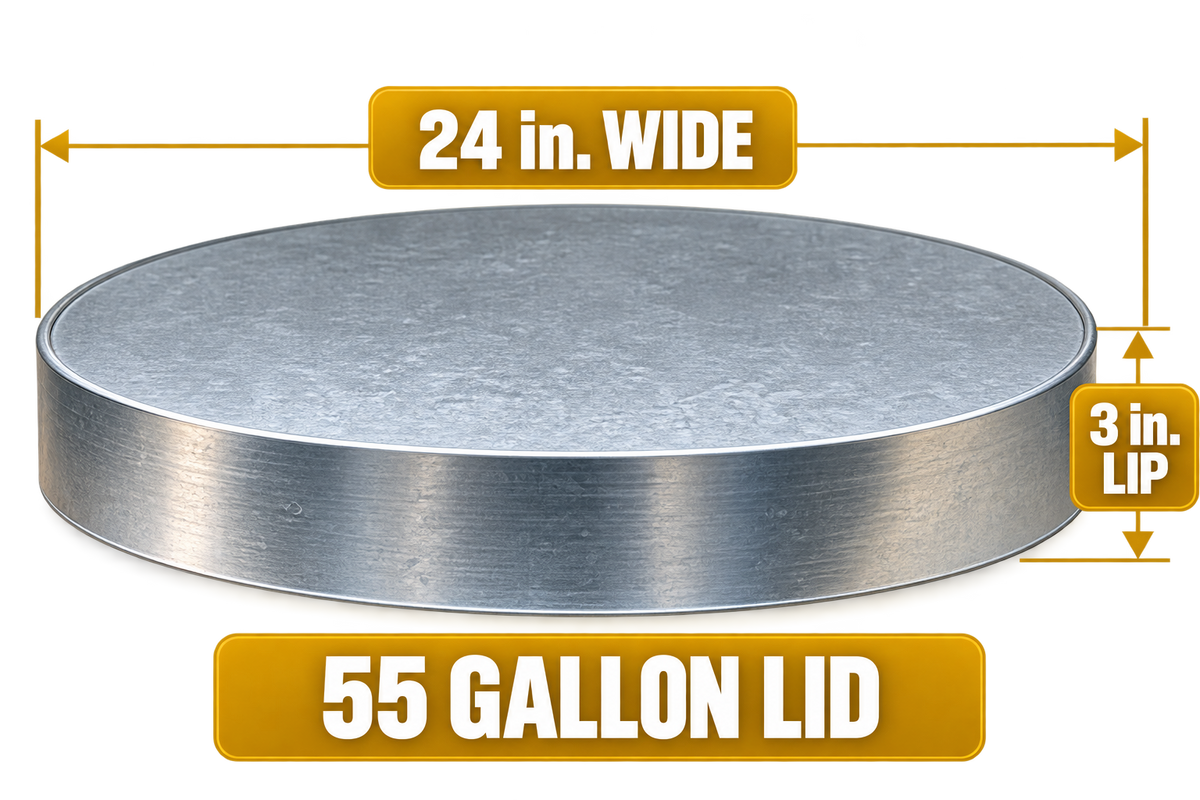 Heavy-Duty Galvanized Steel Barrel Lid | Fits 30, 55 & 85 Gallon Barrels
