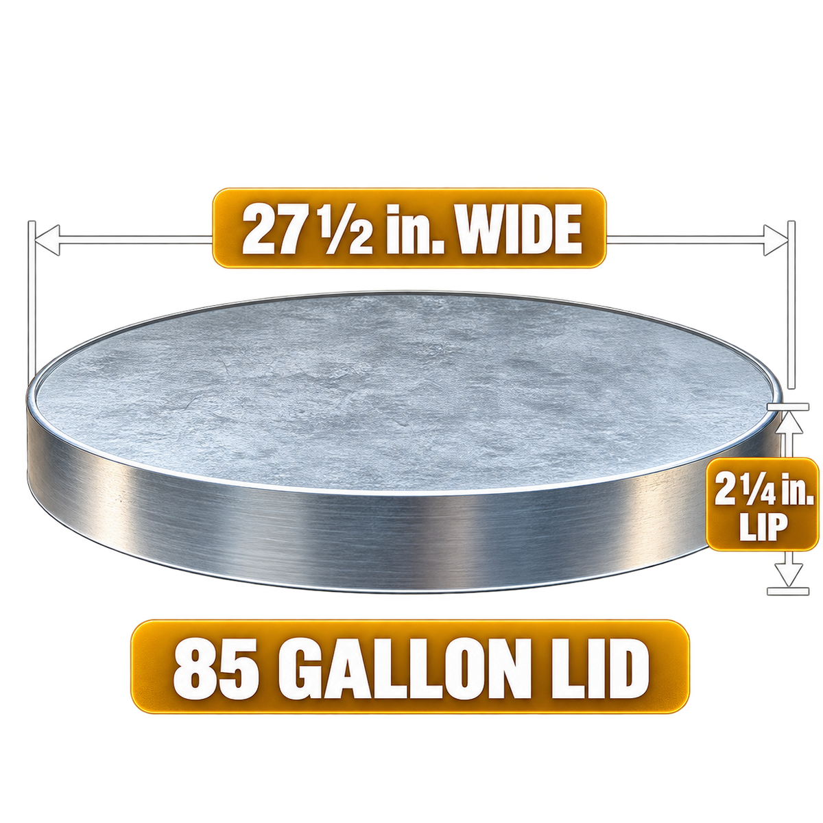 Heavy-Duty Galvanized Steel Barrel Lid | Fits 30, 55 & 85 Gallon Barrels
