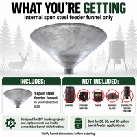 Heavy-Duty Galvanized Steel Feeder Funnels Fits 30, 55 & 85 Gallon Barrels