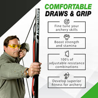 Elusive Wildlife - BOW TRAINER Resistance Trainer - Adjustable Archery Training Tool with 10" to 32" Draw Length and 1-100 lb Draw Weight - Enhance Strength, Stamina and Technique for Bow Enthusiasts