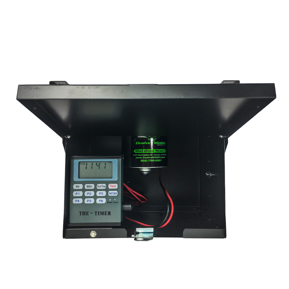 Elusive Wildlife Premium 12 Volt Feeder Control Box with The Timer and Cable Solar Panel