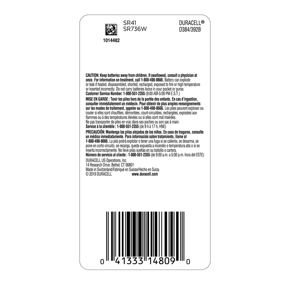 DURACELL 384-392 Battery