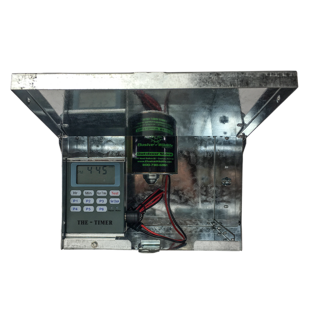 Elusive Wildlife Premium 12 Volt Feeder Control Box with The Timer and Cable Solar Panel