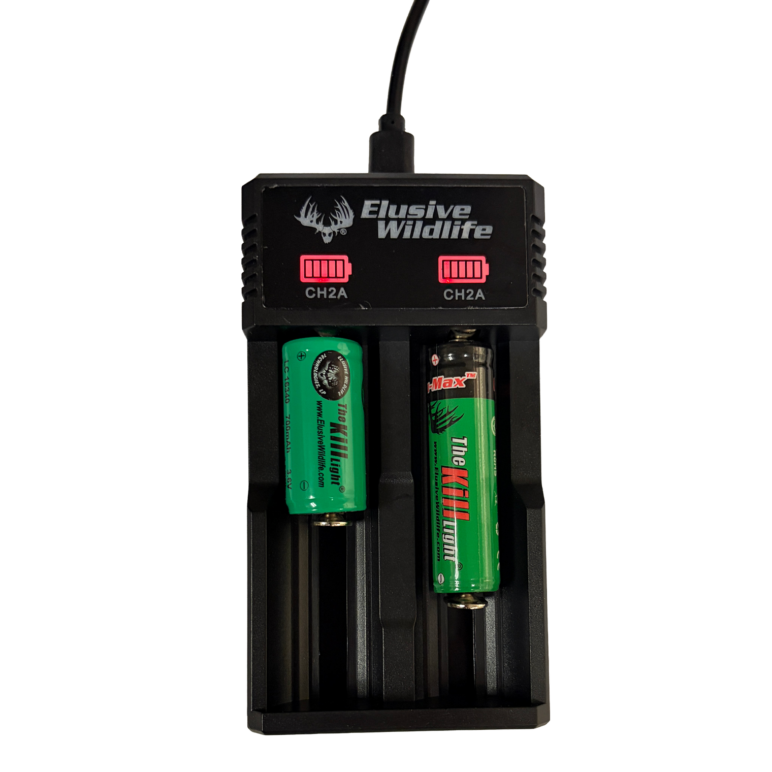 Kill Light Universal Battery Charger Kit with 16340 Batteries-2 Pack