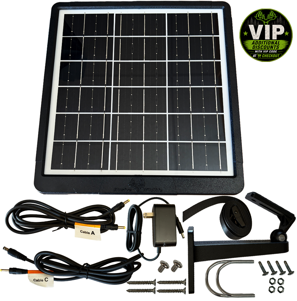 Elusive Wildlife REAKTOR XL Solar Power Pack – 26,000mAh Rechargeable Battery (6V/12V), 10.2 amp Panel for Feeder Lights & Trail Cameras