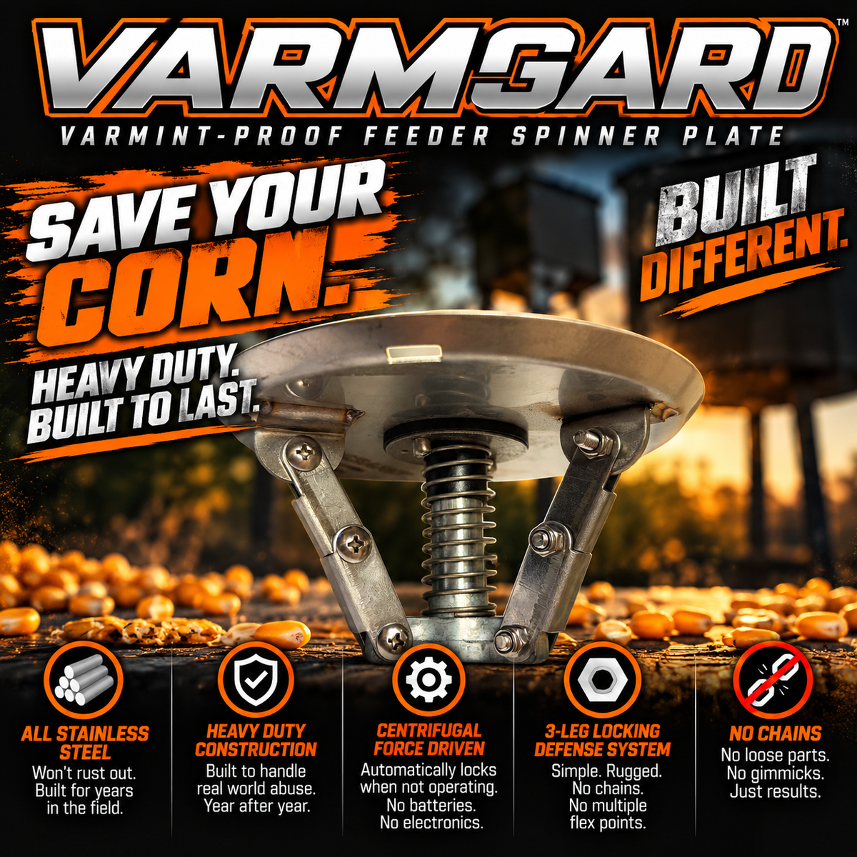 VARMGARD™ Varmint-Proof Stainless Steel Feeder Spinner Plate